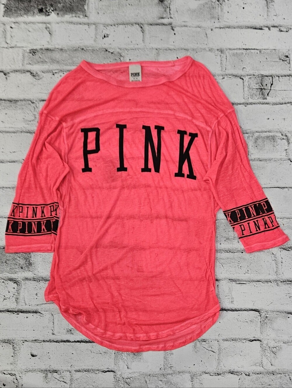 PINK Victoria's Secret Neon Pink Sheer Graphic Tunic Top Medium